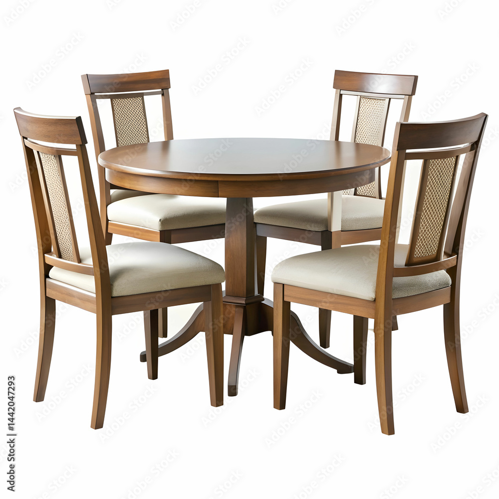 Dining Table and Chairs Isolated on White Background Dining Table and Chairs Isolated on White Background