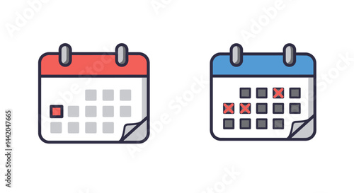 Two calendar icons one past one future