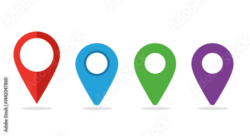 Vibrant location markers in diverse colors