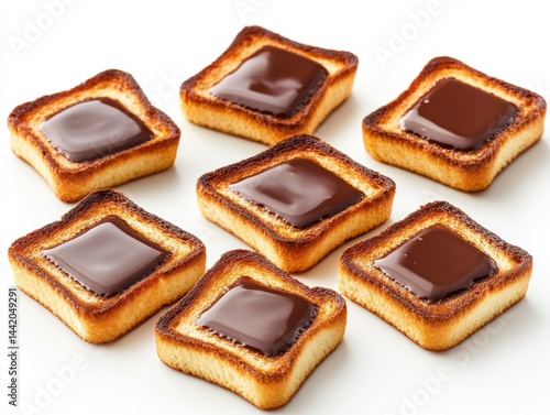 Wallpaper Mural Delicious chocolate dessert squares served on a white background Torontodigital.ca