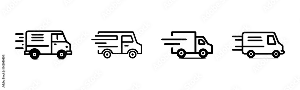 Dynamic food truck icons convey speed and convenience for outdoor dining experiences Dynamic food truck icons convey speed and convenience for outdoor dining experiences