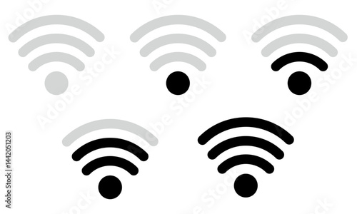 Wi-Fiマークの電波状況のイラストセット