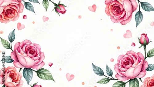 Wallpaper Mural Delicate watercolor roses & leaves, repeating pattern, background, bloom, background pattern Torontodigital.ca