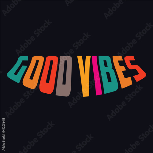 Good vibes only quote in circle t-shirt print. Vector hand drawn lettering illustration. Good vibes only lettering print for t-shirt, poster,sticker,cover,logo concept