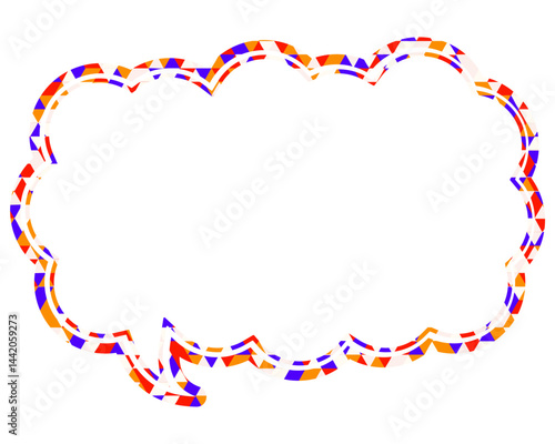 ステンドグラス風吹き出し　三角形模様　丸みのある雲形