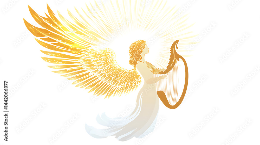custom made wallpaper toronto digitalA celestial angel playing a golden harp.