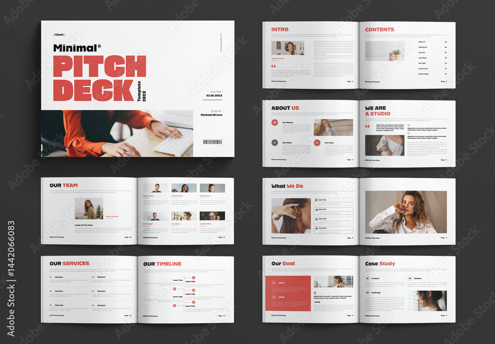 Minimal Pitch Deck Template Landscape Stock Template | Adobe Stock