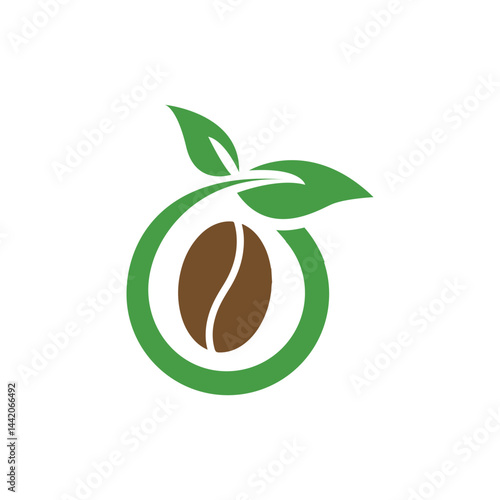 Green Coffee Bean Logo – Organic Farm and Eco Product Symbol
