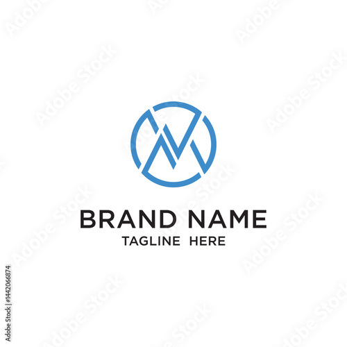 Modern Monogram WV Logo Design in Blue Circle – Vector Illustration