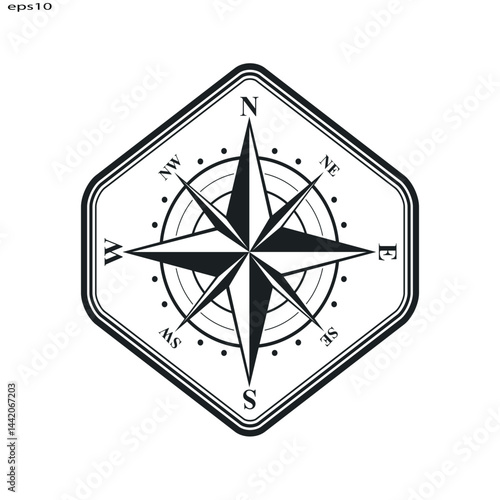 Compass icon isolated on white background. Modern flat compass.logo design
