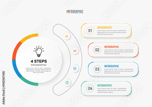 Vector infographic label design with circle infographics template design and 4-5-6 options or steps. Can be used for process diagram, presentations, workflow layout, banner, flow chart, info graph.