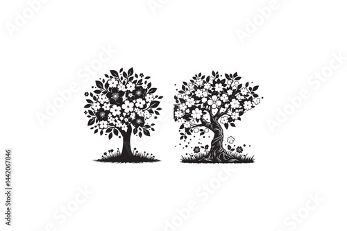 Cherry tree vector silhouette image made by adobe illustrator. eps