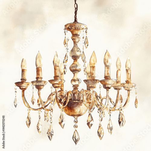 Illustration painted in boho style, shimmering with delicate beauty