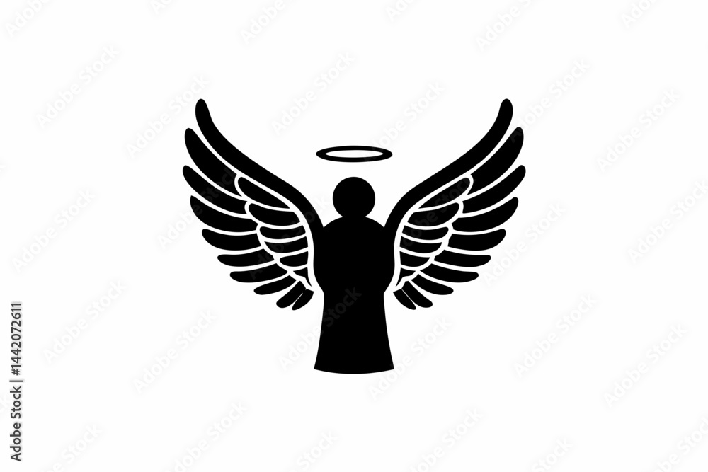 Naklejka premium Angel icon vector silhouette illustration isolated on white background