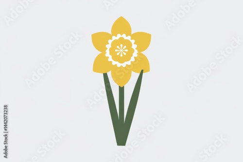 Wallpaper Mural Stylized Daffodil Flower Illustration on Plain Background Springtime Floral Design Torontodigital.ca