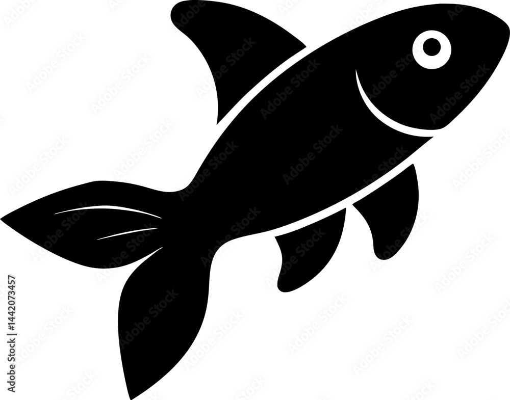 Fototapeta premium Guppy icon Silhouette vector on transparent background