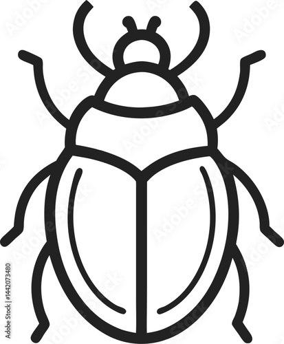 Dung Beetle icon line art on transparent background 