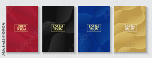 Contemporary technology poster, banner, flayer, card, cover design set. Luxury background with multi colored line pattern. Premium backdrop for business template, digital formal certificate web.