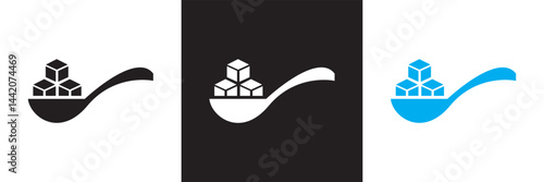 Sugar  icon. Vector for websites, mobile interfaces, presentations, banner, visual branding etc. Vector illustration. isolated on white and black background. EPS 10