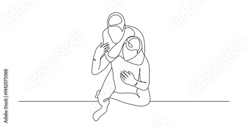 continuous single line drawing with deadly lock concept in mixed martial arts, rear naked choke. vector illustration