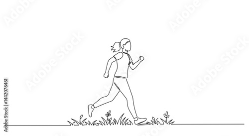 Wallpaper Mural Woman jogging joyfully in a grassy field   Torontodigital.ca