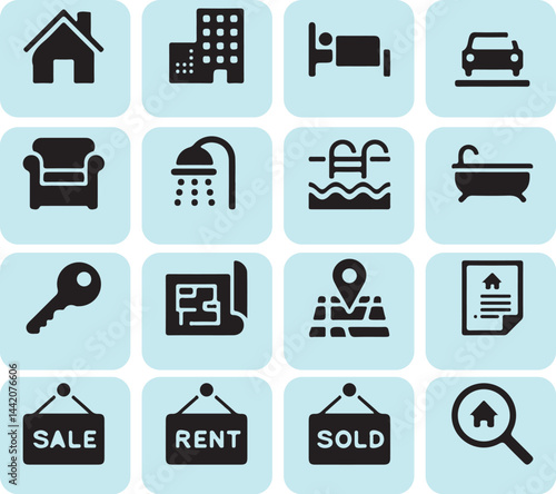 Property Sale Icon Set – Real Estate and Home Selling Vector Elements