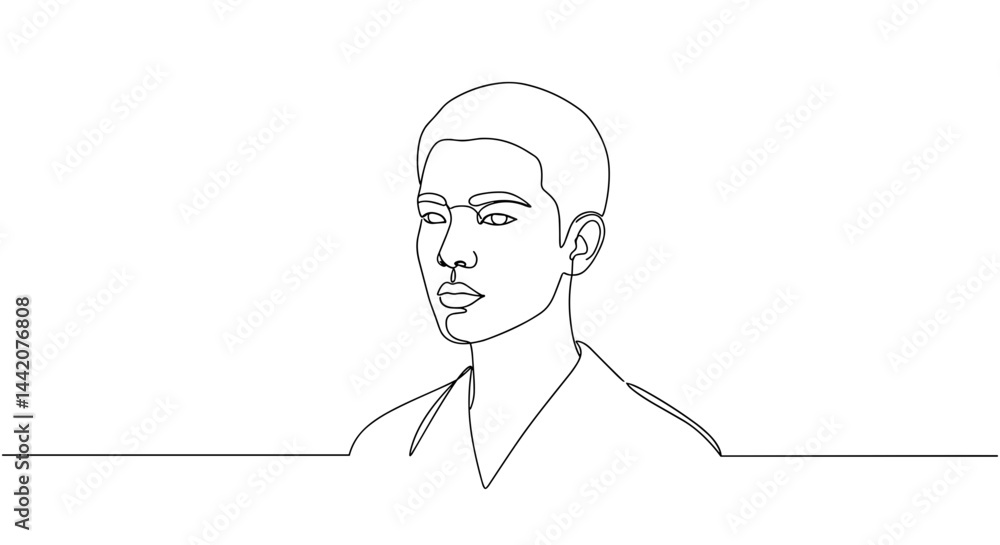Minimalist Line Art Portrait of a Young Man