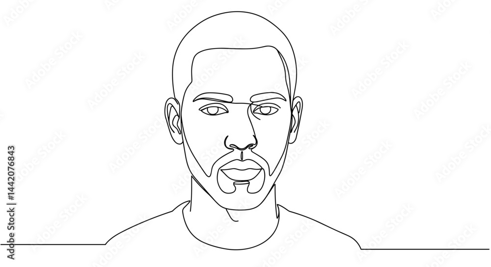 Outline of a man expressing contemplation in monochrome style