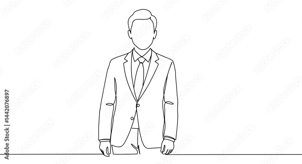 Professional Man in Suit Standing Confidently Against Plain Background