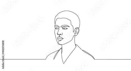 Obraz na płótnie Minimalist Line Art Portrait of a Young Man w salonie