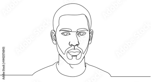 Outline of a man expressing contemplation in monochrome style  