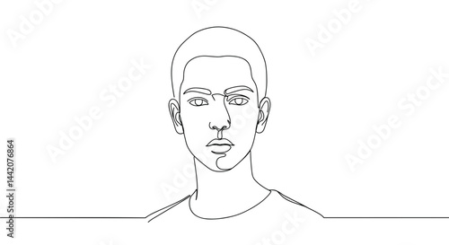 Obraz na płótnie Minimalistic line art portrait of a young man w salonie