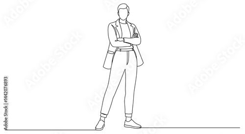 Obraz na płótnie Businessman Standing Confidently in Minimalist Style w salonie