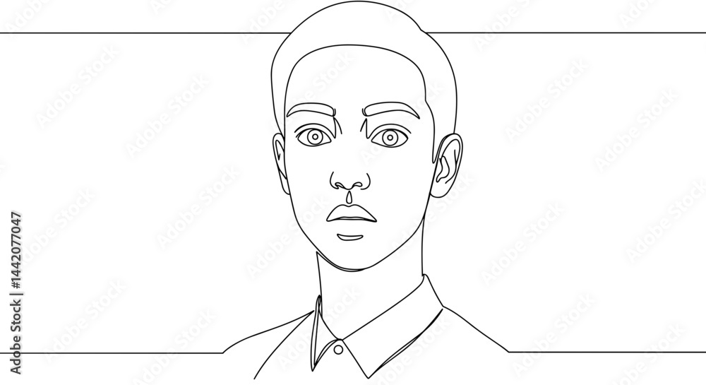 Male Figure Outline Portrait in Minimalist Style