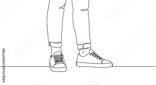 Minimalist illustration of sneakers on a standing person  