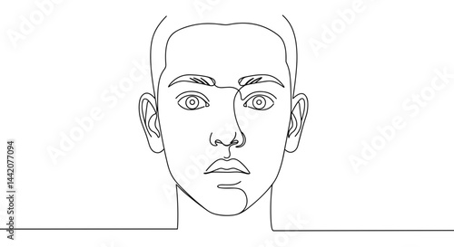 Obraz na płótnie Line Art Portrait of a Young Man Showing Expression w salonie