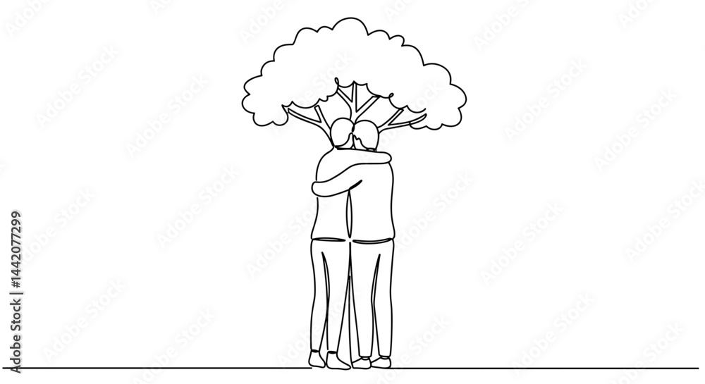 Embracing Love Under a Tree