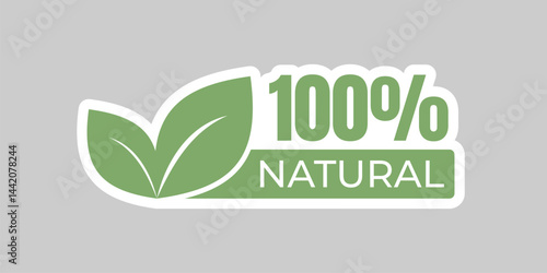 Organic Product Badge Logo. 100% Natural Food Emblem Sticker Design
