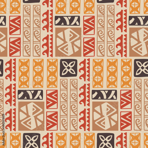 Polynesian Hawaiian Tapa Ethnic Seamless Pattern
