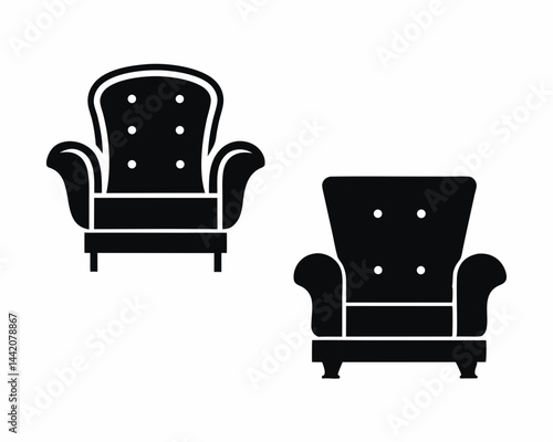 Armchair vector silhouette illustration isolated on white background