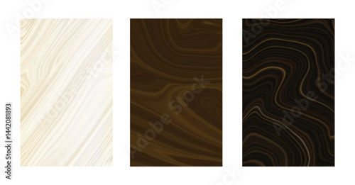 Set of vector elegant black and gold brochure, wedding invitation card, background, cover. Design template with marble texture  