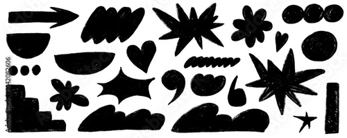 Kid shape geometric crayon. Figure with texture and organic form. Geometry shape naive y2k style with crayon texture
