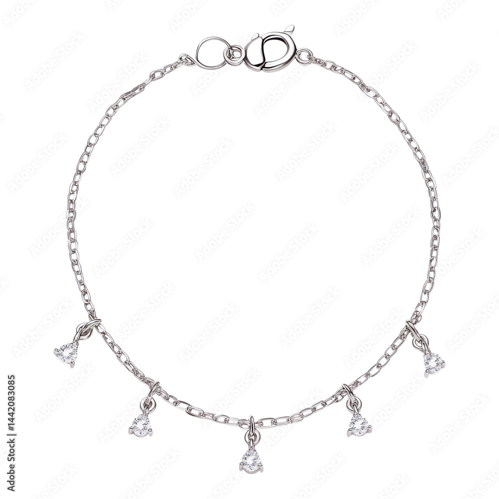 custom made wallpaper toronto digitalElegant Silver Bracelet with Hanging Gemstones in Luxurious Style Isolated on transparent background