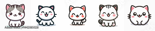Vector collection of cute smiling cats