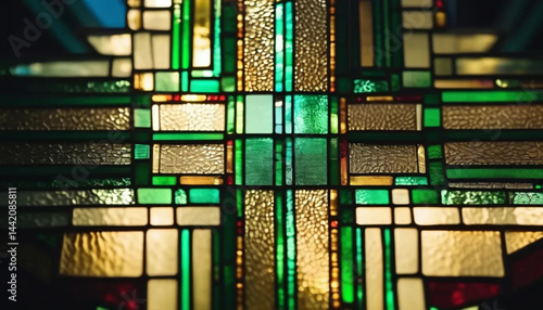 Obraz na płótnie Green stained glass as a background. w salonie