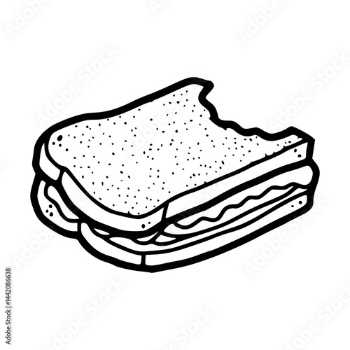 bitten sandwich outline vector illustration
