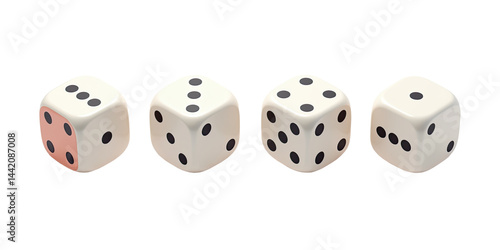 Four Dice Roll, Game Chance, Gamble Concept - Minimalism