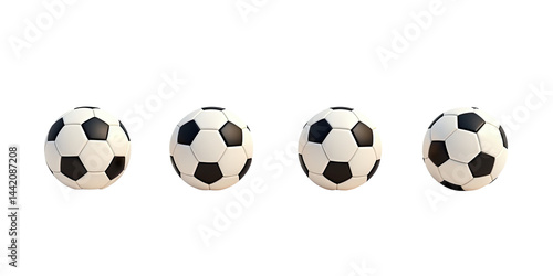 Four Soccer Balls, White Background - Minimalism