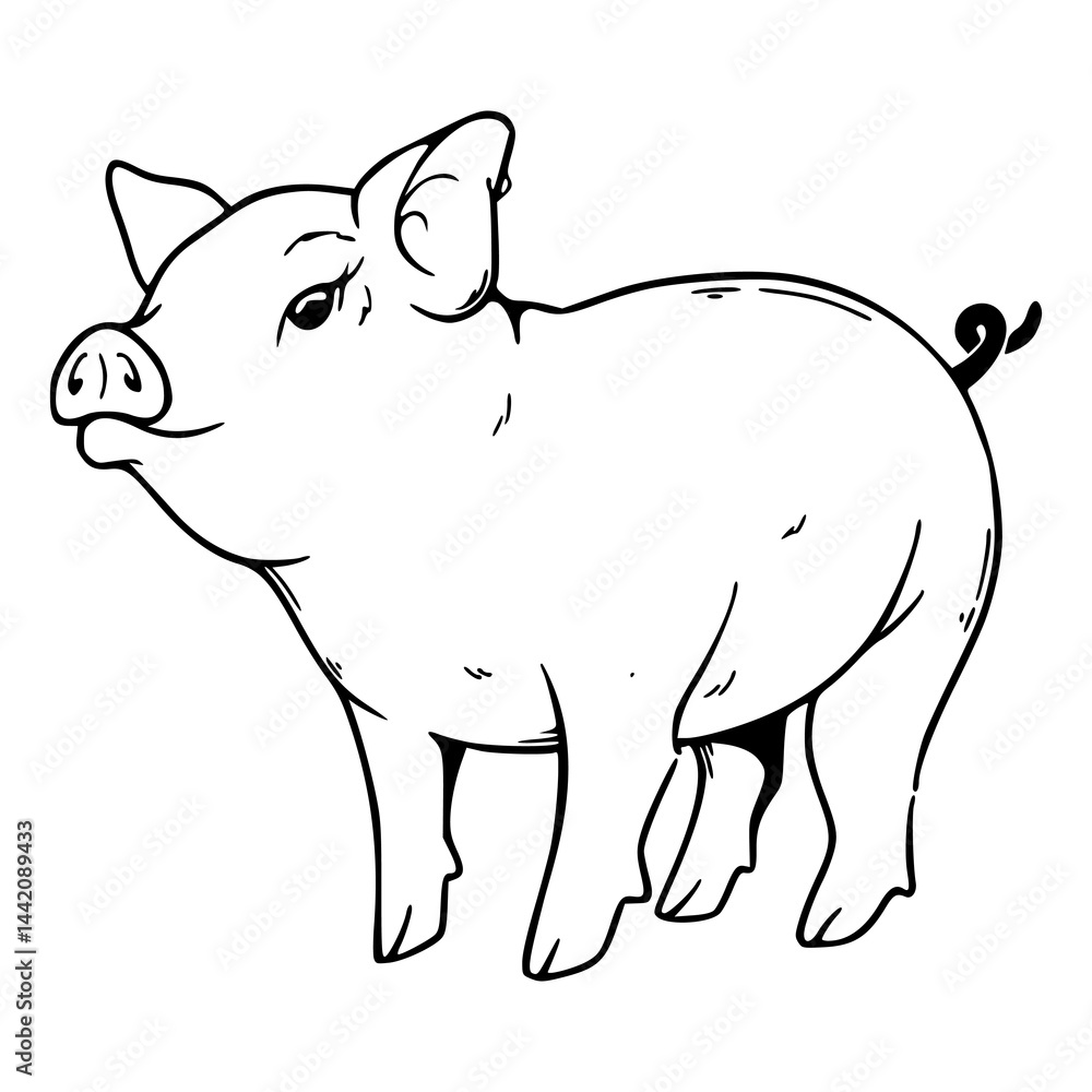 Fototapeta premium farm animal pig outline