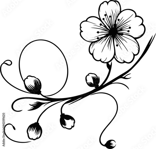 Circular wreath made of sakura flowers in vector format